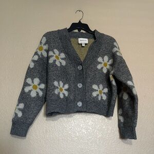 INDUSTRY REPUBLIC FLORAL PRINT CROP CARDIGAN SWEATER
